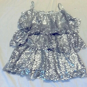 Balera silver sequin layered top dance adult small